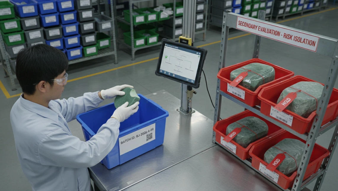Jade manufacturer classify raw jade materials by grade.