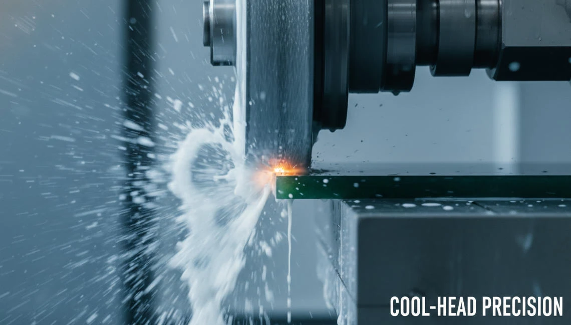 Displaying the sparks generated by the high heat at the interface between the cutting tool and the jade surface during high-speed polishing.